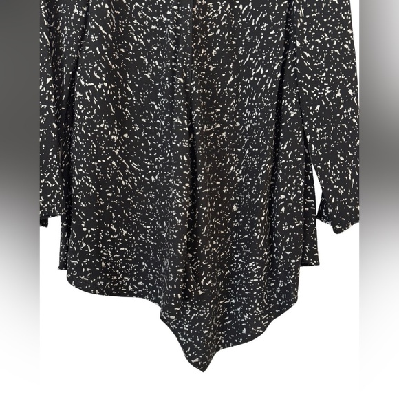Proenza Schouler Long Sleeve Crepe Asymmetric Hem Blouse‎ 4 Black White Splatter - Picture 4 of 7